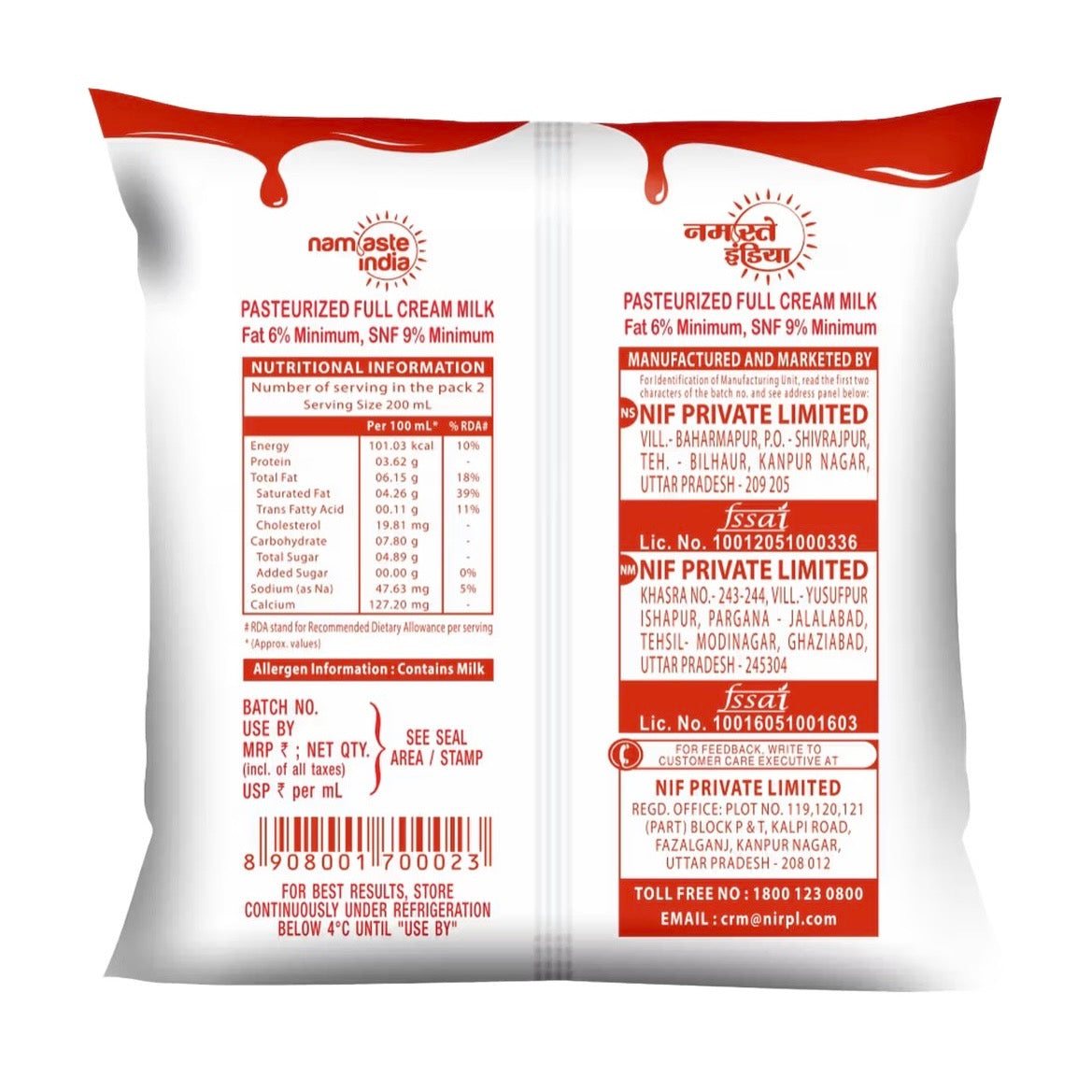 Namaste India Full Cream Milk